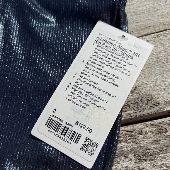 Lululemon Align High-Rise Ribbed Pant 28" Shine size 2 NWT Foil Black Night - Picture 2 of 7